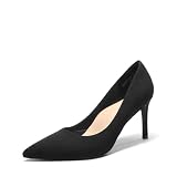 DREAM PAIRS Zapatos Tacon Alto Stiletto,Ante Negro,39 | Tacón stiletto 8.5cm, forro piel, plantilla soporte arco, suela texturizada, tacón silencioso.