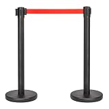 PINNERS Poste Separador Cinta Extensible 3 metros (2uds), Postes Separadores, Cinta No Pasar, Cinta Delimitadora, Poste Cinta Extensible Retráctil, Cinta Prohibido el Paso, Barrera Extensible 3 m