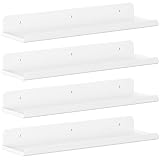 Lifewit Estanterías flotantes, Juego de 4, Acrílico Blanco de 15'', Sirve para Libros/vinilos/Fotos/Imágenes, Sala de Estar, baño, Cocina - Almacenamiento y organización