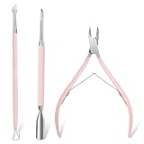 Makartt Corta Cuticulas Profesional -Alicates Cuticulas Cortador de Acero | Con Cortacutículas de Acero Inoxidable, Empujador de Cutículas de Doble Extremo y Raspador