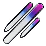 URAQT Lima de Uñas de Cristal, 3 Piezas Dobladas, Estuche Protector Incluido, Ideal para Uñas Naturales y Acrílicas