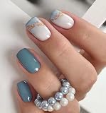 JMEOWIO Uñas de Gel Pegatinas Azul Degradado Pegatinas Uñas Gel Nail Art Stickers Decoración