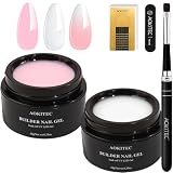 Aokitec Kit Gel Constructor UV Blanco y Rosa para Uñas