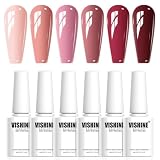Vishine Juego de esmaltes de uñas de gel de 6 colores, borgoña, nude, rosa, morado, beige, soak-off, kit de esmalte de uñas de gel, manicura de otoño, salón de belleza, manicura en casa para mujeres