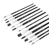 Elan Set de 12 Pinceles para Acuarela Tipo Marta con Pelo Sintetico
