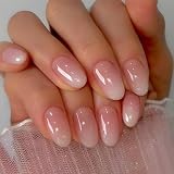 Ceboic 24 Piezas Almendra Uñas Prensadas, Rosa Degradado Francesa Press on Nails, Bonitas Acrílicas Cobertura Completa Uñas Falsas, Reutilizable Uñas Artificiales Autoadhesivas para Mujer