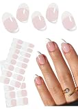 Wahrshei UV Pegatinas de Gel Base rosa francesa,30 Pcs Semicurado,Adhesivos para Uñas
