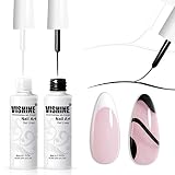 Vishine Juego de 2 esmaltes gel para arte de uñas, 2 colores clásicos blanco y negro, pintura en espiral, Euphoria, pincel fino en bolígrafos gel, kit