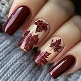 Nymora Uñas Press On Largas – 24 unidades, Uñas Press On de Otoño, Diseño de hoja de arce, Con adhesivo de gelatina y herramientas, Para manicura de otoño DIY