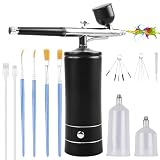 Kit de aerógrafo portátil, pistola de mano recargable con cepillo, mini aerógrafo con compresor para decoración de uñas, decoración de pasteles, maquillaje, modelado de tatuajes, color de modelo