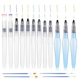 PYSEOSISE Pinceles de Agua con Depósito, 16 Pinceles Recargables con Tanque de Agua, Pincel de Agua Vacío Tipo Water Brush Pen para Acuarela Pintura Caligrafía y Dibujo