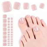 Viugex 32 Pcs Pegatinas de Gel UV-Curado Autoadhesivas, Rosa Glaseado Tiras de Esmalte de Uñas de los Pies, Calcomanías para Uñas de los Pies Cubierta Completa, Toenail Art Stickers para Mujeres