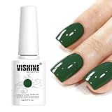 Vishine Dark Green Gel Nail Polish, 1Pcs 8ml Dark Green Gel Polish Green Color Nail Polish Gel High Gloss Soak Off U V Gel Nail French Nail Manicure Salon DIY L235