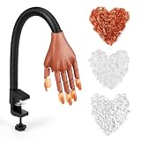 Adonafy Mano Articulada Practicas Uñas: Flexible Mano para Practicar Uñas para Principiantes y 300 Piezas de Uñas Acrilicas - Ajustable Dedos para Practicar Uñas para Salón Casa