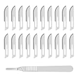 Pack de 20 Hojas de Bisturí Estériles Desechables Nº10 con Mango de Bisturí de Acero Inoxidable Nº3, Set de Bisturí para Pedicura, Manualidades, Modelismo, Corte de Materiales y Cuero