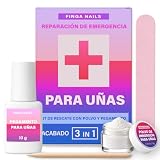 Kit Reparador de Uñas Rotas - Pegamento, Polvo Dipping y Minilima para Uñas | Polvo reparador para uñas partidas y dañadas, protección temporal hasta 3 días, manicura en casa