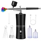 WIYETY Juego de AirBrush con compresor: Pistola de aerógrafo portátil multifunción recargable, aerógrafo portátil para diseño de uñas, decoración de pasteles, maquillaje, tatuajes, pintura, coloración