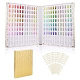 Segbeauty Libro de Exhibición de 216 Colores de Uñas, Tabla de Colores con 240 Puntas de Uñas, Kits para Manicura y Pedicura, Textura de Cocodrilo Dorado