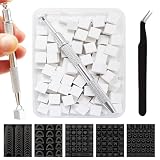 WishesMar 100 Esponjas para Uñas Ombré con Pinza Metálica, Pinceles Cepillo para Diseño de Uñas con 5 de Plantillas Pegatinas de Diseño de Corazones, Flores, Mariposas y Francesa Clásicas y Pinzas