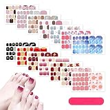MWOOT 14 Piezas Calcomanías Autoadhesivas para Uñas de los Pies Toenail Stickers, Calcomanías Esmalte Uñas para Dedos de los Pies, Decoración Arte Uña con Lima de Uñas para Mujere,Niña,Manicura DIY