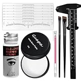 Kit de microblading para cejas con hilo de mapeo blanco de 30 m, pasta de cejas blanca de 20 g, 2 pinceles de cejas, 10 plantillas de cejas y 1 pie deslizante. (Kit #1)
