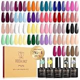 ROSALIND Esmaltes Semipermanentes Para Uñas 30 Piezas Morado Naranja Azul | Rosa Rojo Verde Marrón Colores Esmaltes Semipermanente, Mini UV/LED Pintauñas Semipermanentes Nail Art Manicure Regalo