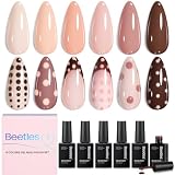 Beetles Gel Polish Kit- 6 Colors Popular Nude Gel Polish Set All Seasons Skin Tones Pink Brown Neutral Gel Nail Polish Kit, Soak Off LED Gel Nail Kit Manicure DIY Home