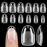 UNA GELLA Puntas de Uñas Ovaladas Redondas Preformadas Semi-Mate 120pcs Cortas Ovaladas de Gel Suave, Uñas Postizas Transparentes para Extensiones Press-On, Hogar DIY & Salón, 12 Tallas