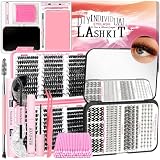 QUKLOGEN Kit de extensiones de pestañas esponjosas, 772 unidades, pestañas personalizadas, pegamento para pestañas y sellador, removedor de pegamento, pinzas, cepillo de pestañas mini aplicador