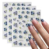 Higijapuf 3 piezas pegatinas de uñas autoadhesivas, pegatinas de uñas 5D de arándanos con motivos de frutas y hojas, accesorios de nail art para diseños de uñas de primavera y verano, decoración DIY