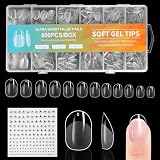 BUTBU 600 PCS Uñas Postizas Ovales de Corto, 12 Tamaños | Juego de 12 puntas de uñas postizas de gel semimate, para extensión de uñas y arte de uñas en casa
