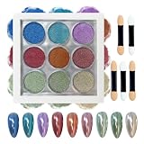 MKNZOME Polvo de Uñas Cromado, 9 Colors Polvo Efecto Espejo Uñas Metal Brillante Azul Rojo Púrpura Verde, Para Decoracion Uñas DIY Regalo Mujeres Chrome Nail, B