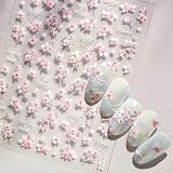 Pegatinas de uñas rosa flor de cerezo flor de cerezo para primavera verano pegatinas de uñas