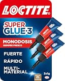 Loctite Super Glue-3 Monodosis, Pegamento Instantáneo Transparente, 3 x 1 g