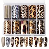 Buwexuxo 10 láminas de transferencia uñas estampado leopardo Nail Art