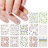 JMEOWIO Lindas Pegatinas Para Uñas 14 Hojas Autoadesiva Nail Art Stickers Decoración