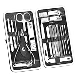 Juego de Manicura, Queta 19pcs Kit de Manicura y Pedicura Profesional, Juego de Cortaúñas de Acero Inoxidable, Tijeras de Uñas Kit de Aseo Personal Cuidado de Cara y Uñas Portátil de Viaje