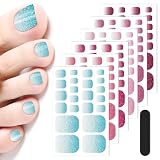 JSRQT 6 Hojas Pegatinas Purpurina para Uñas de Pies, Pegatinas de Esmalte Uñas Color Sólido Degradado, Tiras de Gel Autoadhesivas Nail para Pies, para Mujeres Niñas Decoración Artística DIY