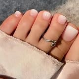 Uñas Postizas de Gradiente Natural para Los Pies, Uñas Postizas para Pegar en la Parte Superior, 12 Tamaños, 24 Unidades (Gradiente Rosa Desnudo)