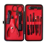 Set de Manicura y Pedicura Profesional 12 Piezas, Herramientas de Cuidado de Uñas en Acero Inoxidable con Cortaúñas, Lima, Tijeras y Estuche de Cuero Compacto – Ideal para Uso Diario y Viajes