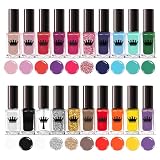 Juego De 20 Botellas De Barniz De Esmalte De Uñas 20 Colores Ricos Diferentes Caja De Regalo De Lujo 2 Marcadores Incluidos
