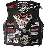 Caige Chaleco de Cuero de la Motocicleta de los Hombres, Bandera Americana, águila, Bordada, Chaleco de PU,C,XL