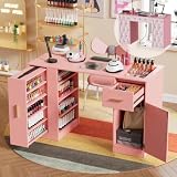MSFE Mesa Manicura con Aspirador,Mesa de Manicura Profesional con Cajones y Armarios,Incluye 2 Bolsa Aspiradoras Salón de Belleza Manicura, reconstrucción de uñas y decoración de uñas,Rosado
