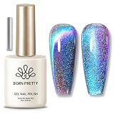 Born Pretty Ojo de Gato Semipermanente Azul Morado Holográfico | 15ML Magnético Esmaltes Semipermanentes Para Uñas Brillante Aurora Pintauñas Semipermanentes para Manicura y Nail Art DIY