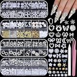 Glamoreal Set de 3D Nailart con Estras y Perlas, 4 Cajas